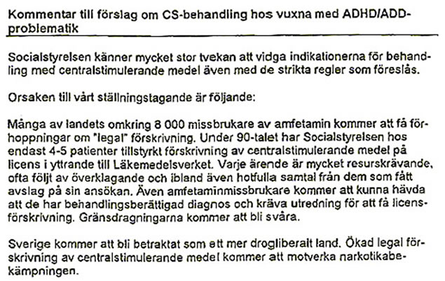 Socialstyrelsen ADHD problematik